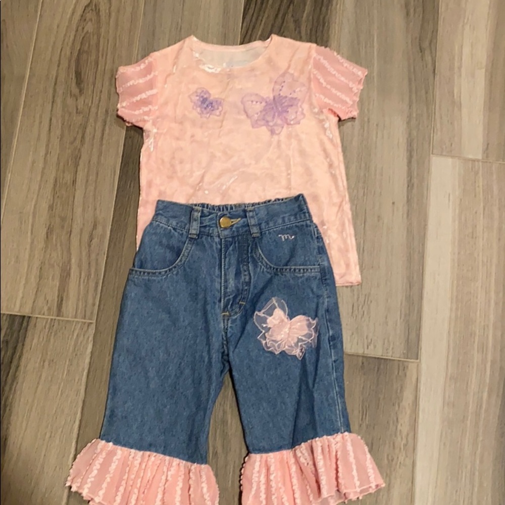 Size 3 Marsha brand 2 piece shirt and denim outfit